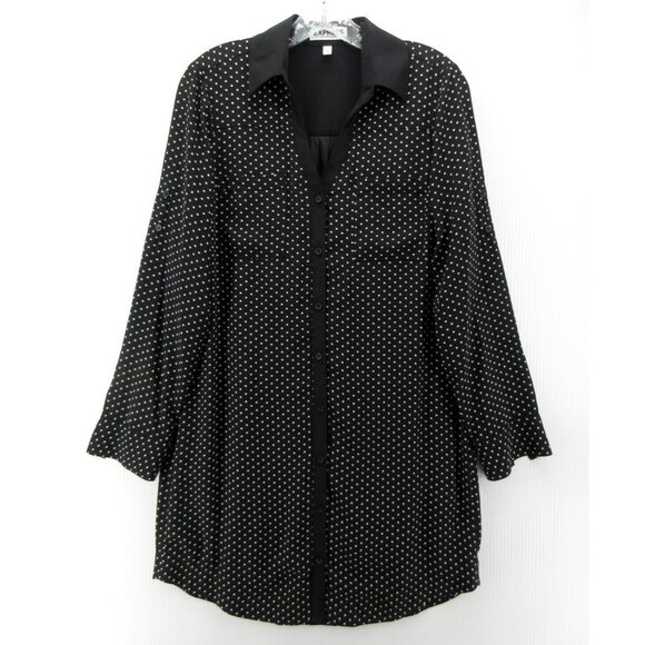 Express Dress Small Portofino Shirt Button Up Polka Dots Roll Tab - Picture 1 of 11